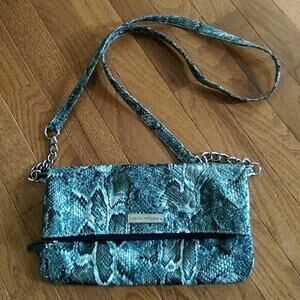 Sofia Vergara Purse Faux Snakeskin Fold Over Shoulder Bag / Handbag
